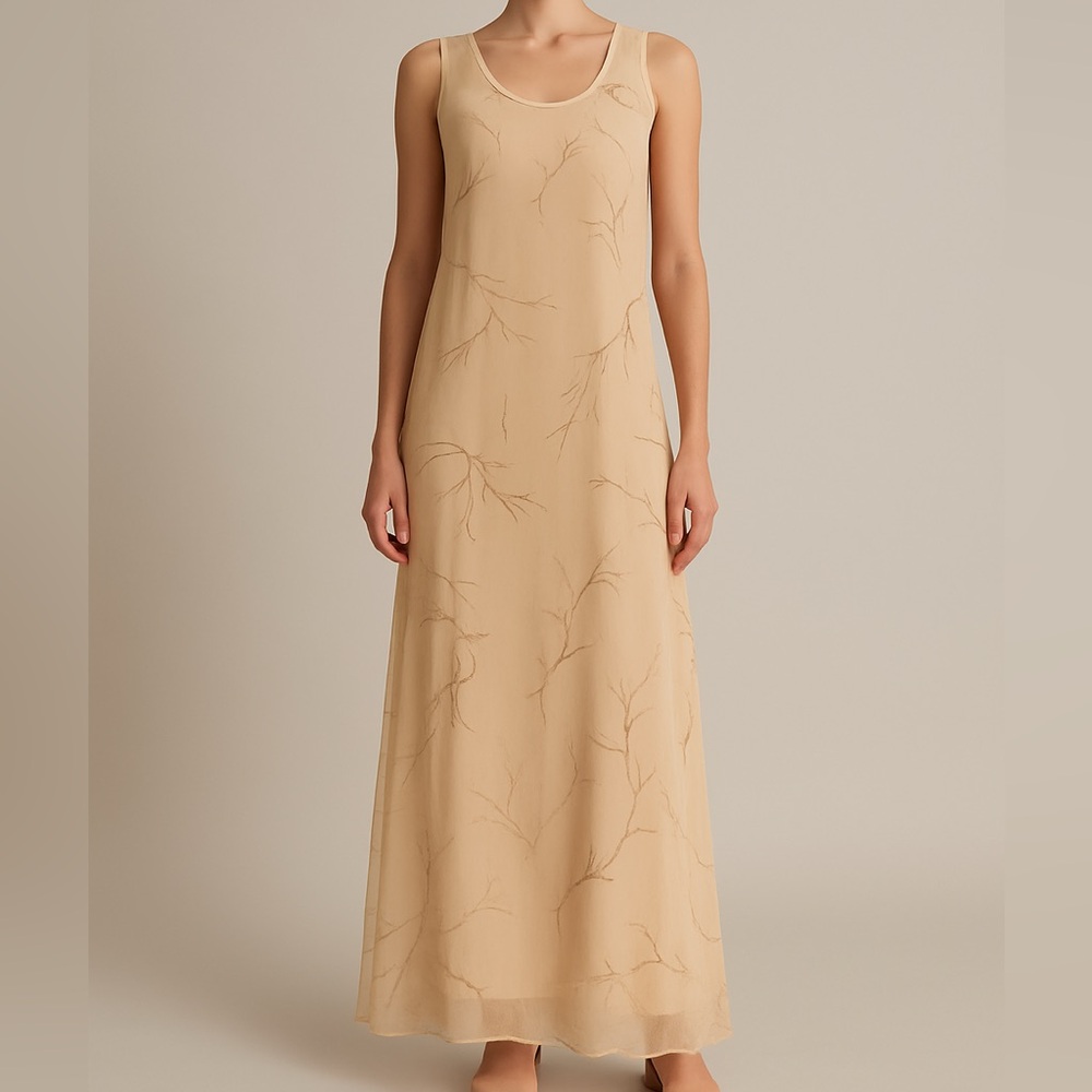 Vintage Elegant Cream Sleeveless Dress